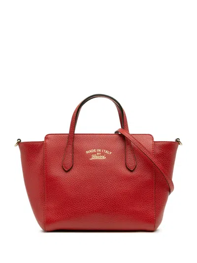 Pre-owned Gucci 2016-2025 Mini Leather Swing Satchel In Red