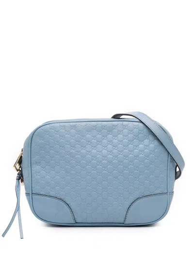 Pre-owned Gucci 2016-2025 Mini Microssima Bree Crossbody Bag In Blue