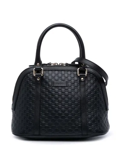 Pre-owned Gucci 2016-2025 Mini Microssima Dome Satchel In Black
