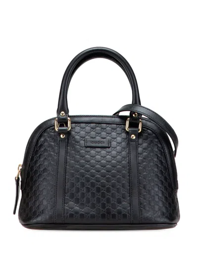 Pre-owned Gucci 2016-2025 Mini Microssima Dome Satchel In Black