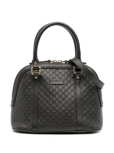 Pre-owned Gucci 2016-2025 Mini Microssima Dome Satchel In Black
