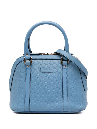Pre-owned Gucci 2016-2025 Mini Microssima Dome Satchel In Blue