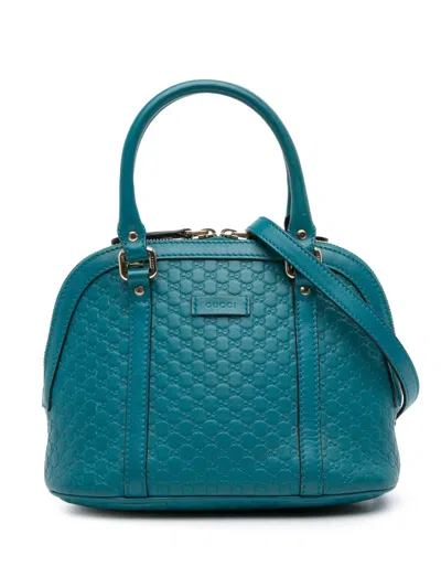 Pre-owned Gucci 2016-2025 Mini Microssima Dome Satchel In Blue