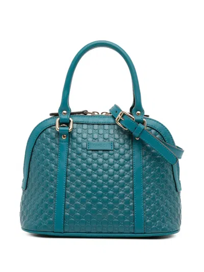 Pre-owned Gucci 2016-2025 Mini Microssima Dome Satchel In Blue