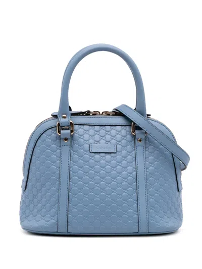 Pre-owned Gucci 2016-2025 Mini Microssima Dome Satchel In Blue
