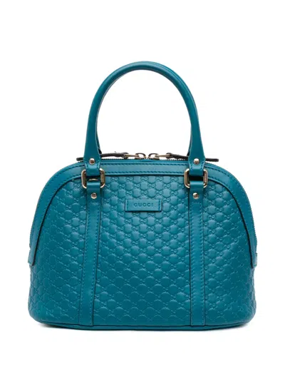 Pre-owned Gucci 2016-2025 Mini Microssima Dome Satchel In Blue