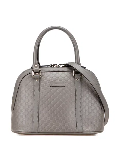 Pre-owned Gucci 2016-2025 Mini Microssima Dome Satchel In Gray