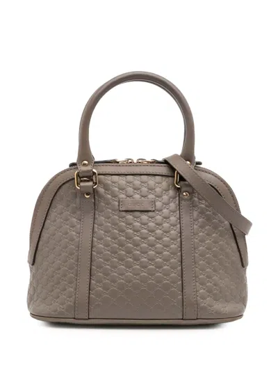 Pre-owned Gucci 2016-2025 Mini Microssima Dome Satchel In Gray