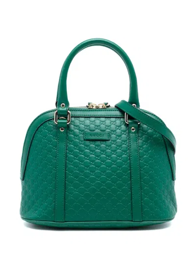 Pre-owned Gucci 2016-2025 Mini Microssima Dome Satchel In Green