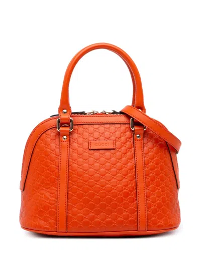Pre-owned Gucci 2016-2025 Mini Microssima Dome Satchel In Orange