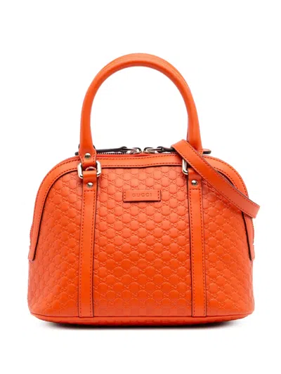 Pre-owned Gucci 2016-2025 Mini Microssima Dome Satchel In Orange