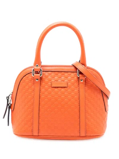 Pre-owned Gucci 2016-2025 Mini Microssima Dome Satchel In Orange