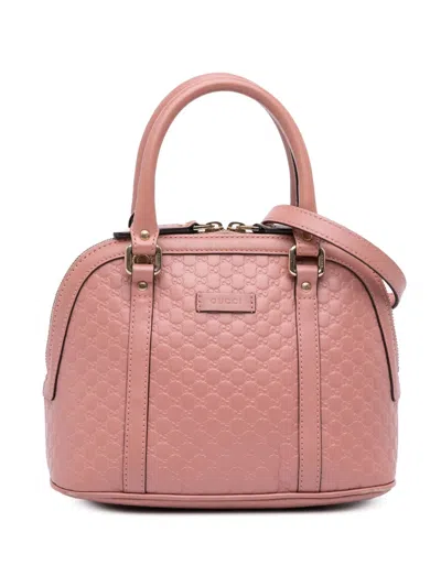 Pre-owned Gucci 2016-2025 Mini Microssima Dome Satchel In Pink