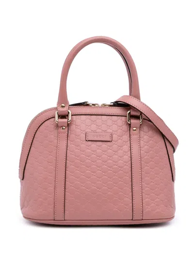 Pre-owned Gucci 2016-2025 Mini Microssima Dome Satchel In Pink