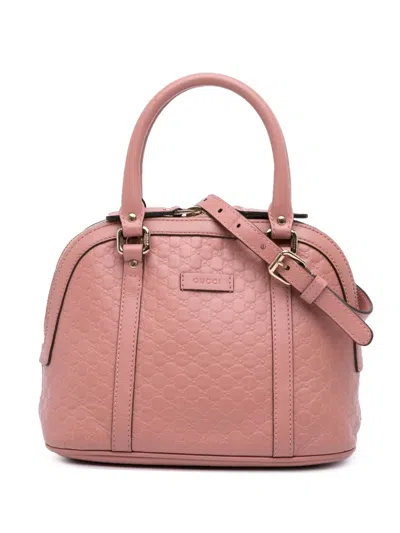 Pre-owned Gucci 2016-2025 Mini Microssima Dome Satchel In Pink
