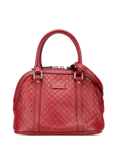 Pre-owned Gucci 2016-2025 Mini Microssima Dome Satchel In Red