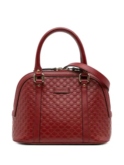 Pre-owned Gucci 2016-2025 Mini Microssima Dome Satchel In Red