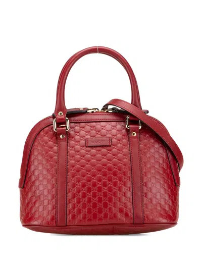 Pre-owned Gucci 2016-2025 Mini Microssima Dome Satchel In Red