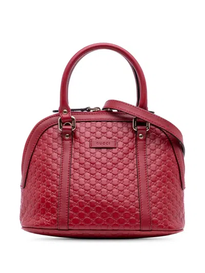 Pre-owned Gucci 2016-2025 Mini Microssima Dome Satchel In Red
