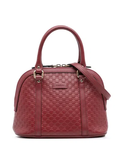 Pre-owned Gucci 2016-2025 Mini Microssima Dome Satchel In Red