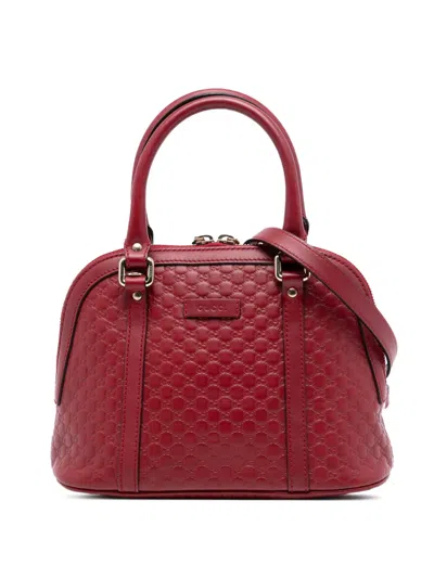 Pre-owned Gucci 2016-2025 Mini Microssima Dome Satchel In Red