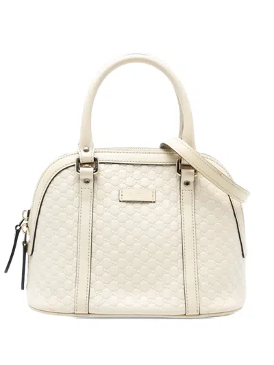Pre-owned Gucci 2016-2025 Mini Microssima Dome Satchel In White