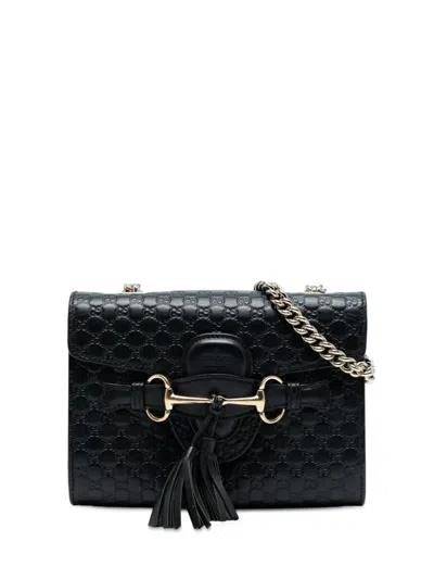 Pre-owned Gucci 2016-2025 Mini Microssima Emily Crossbody Bag In Black