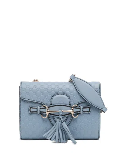 Pre-owned Gucci 2016-2025 Mini Microssima Emily Crossbody Bag In Blue