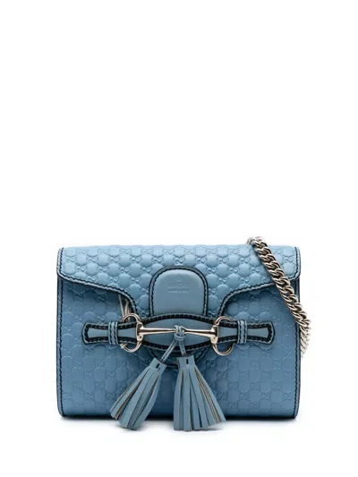 Pre-owned Gucci 2016-2025 Mini Microssima Emily Crossbody Bag In Blue