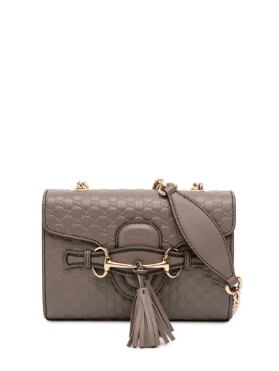Pre-owned Gucci 2016-2025 Mini Microssima Emily Crossbody Bag In Brown