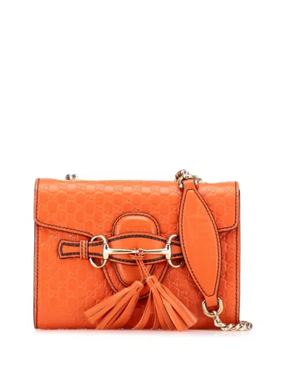 Pre-owned Gucci 2016-2025 Mini Microssima Emily Crossbody Bag In Orange