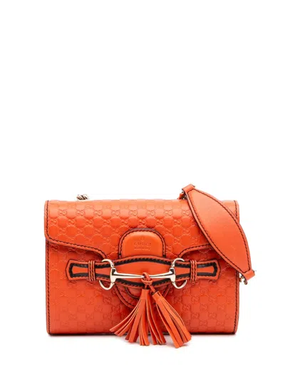 Pre-owned Gucci 2016-2025 Mini Microssima Emily Crossbody Bag In Orange