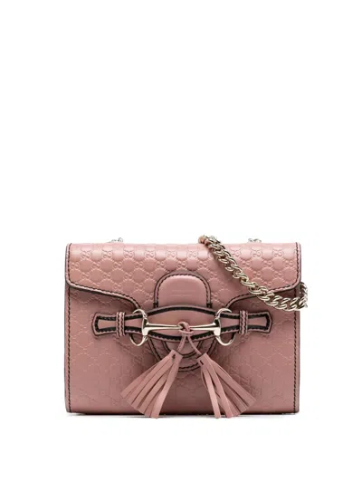 Pre-owned Gucci 2016-2025 Mini Microssima Emily Crossbody Bag In Pink