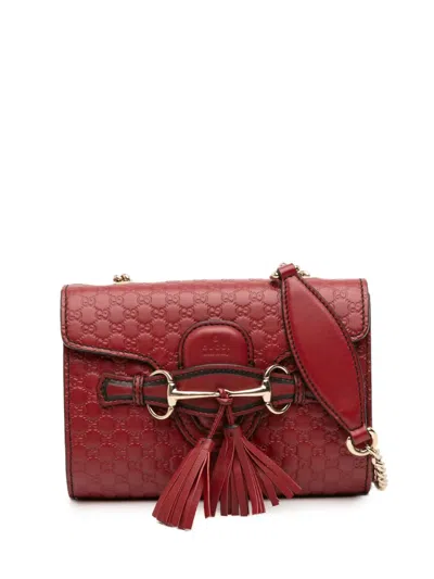 Pre-owned Gucci 2016-2025 Mini Microssima Emily Crossbody Bag In Red