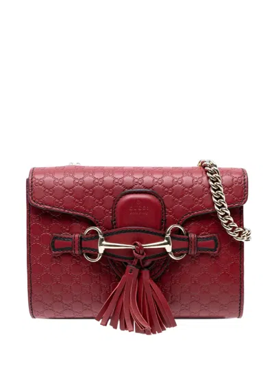 Pre-owned Gucci 2016-2025 Mini Microssima Emily Crossbody Bag In Red
