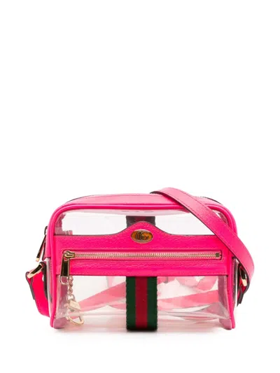 Pre-owned Gucci 2016-2025 Mini Pvc Ophidia Crossbody Bag In Pink