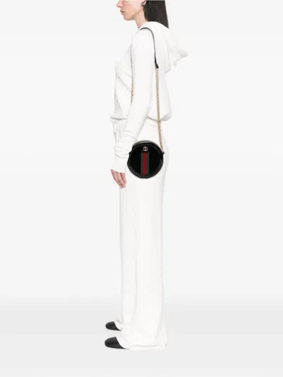 Pre-owned Gucci 2016-2025 Mini Suede Ophidia Round Crossbody Bag In Black