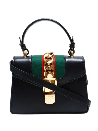 Pre-owned Gucci 2016-2025 Mini Sylvie Tote Bag In Black
