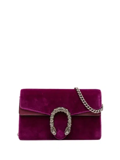 Pre-owned Gucci 2016-2025 Mini Velvet Dionysus Crossbody Bag In Purple