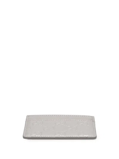 Pre-owned Gucci 2016-2025 Patent Ssima Card Holder In Silver