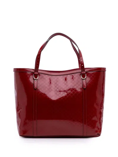 Pre-owned Gucci 2016-2025 Patent Microssima Nice Tote Bag In Red