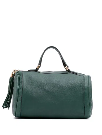 Pre-owned Gucci 2016-2025 Pebbled Calfskin Soho Cellarius Boston Bag In Green