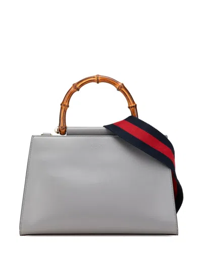 Pre-owned Gucci 2016-2025 Small Bamboo Calfskin Nymphaea Satchel