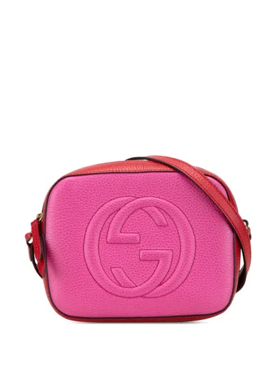 Pre-owned Gucci 2016-2025 Small Bicolor Leather Soho Disco Crossbody Bag In Pink