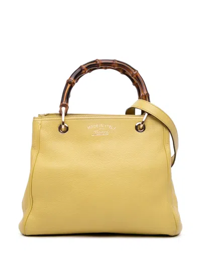 Pre-owned Gucci 2016-2025 Small Calfskin Bamboo Shopper Satchel
