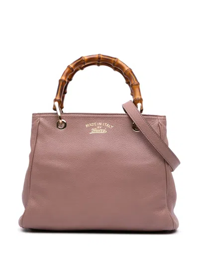 Pre-owned Gucci 2016-2025 Small Calfskin Bamboo Shopper Satchel In Pink