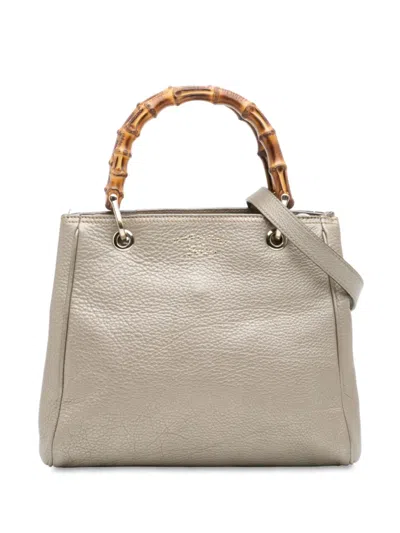 Pre-owned Gucci 2016-2025 Small Calfskin Bamboo Shopper Satchel In Gold