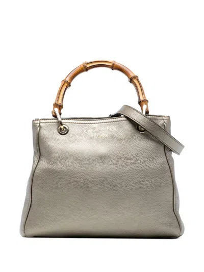 Pre-owned Gucci 2016-2025 Small Calfskin Bamboo Shopper Satchel In Gold
