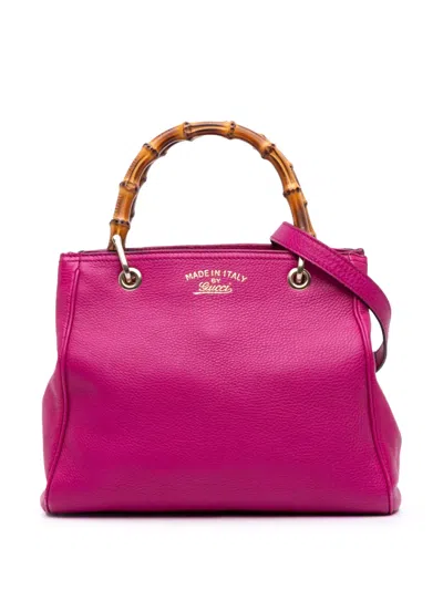 Pre-owned Gucci 2016-2025 Small Calfskin Bamboo Shopper Satchel In Pink