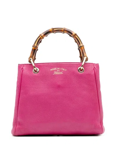 Pre-owned Gucci 2016-2025 Small Calfskin Bamboo Shopper Satchel In Pink